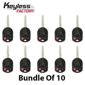 10 x 2006-2012 Ford / Mercury / Lincoln / 4-Button Remote Head Key / PN: 164-R7040 / OUCD6000022 / H75 / Chip 80 Bit (AFTERMARKET) (Pack of 10)