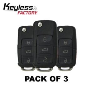 3 x Volkswagen 2011-2016 / 4-Button Remote Flip Key 5K0837202AE / NBG010180T (Pack of 3)
