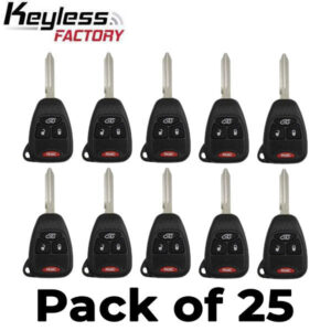 25 x 2004-2016 Chrysler Dodge Jeep / 4-Button Remote Head Key / OHT692427AA (AFTERMARKET) (Bundle of 25)