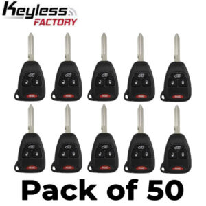 50 x 2004-2016 Chrysler Dodge Jeep / 4-Button Remote Head Key / OHT692427AA (AFTERMARKET) (Bundle of 50)